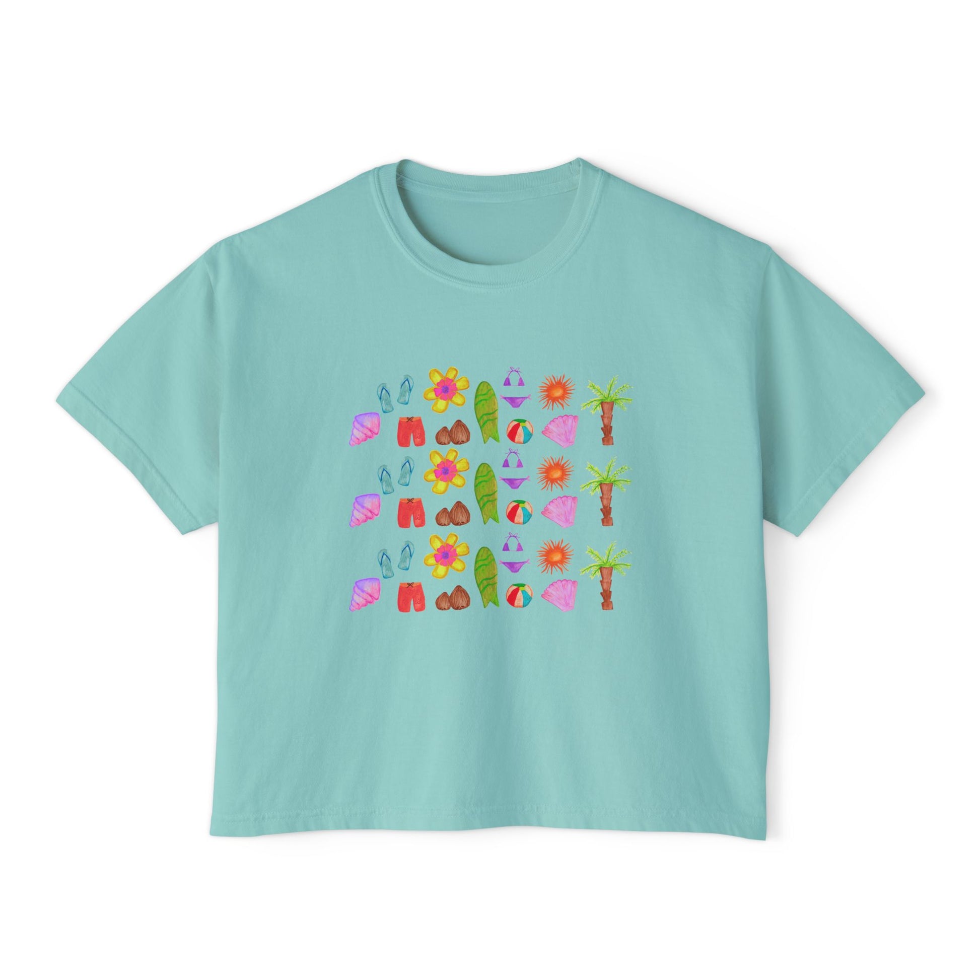 Island Time - Women's Cropped Tee - 100% Cotton
