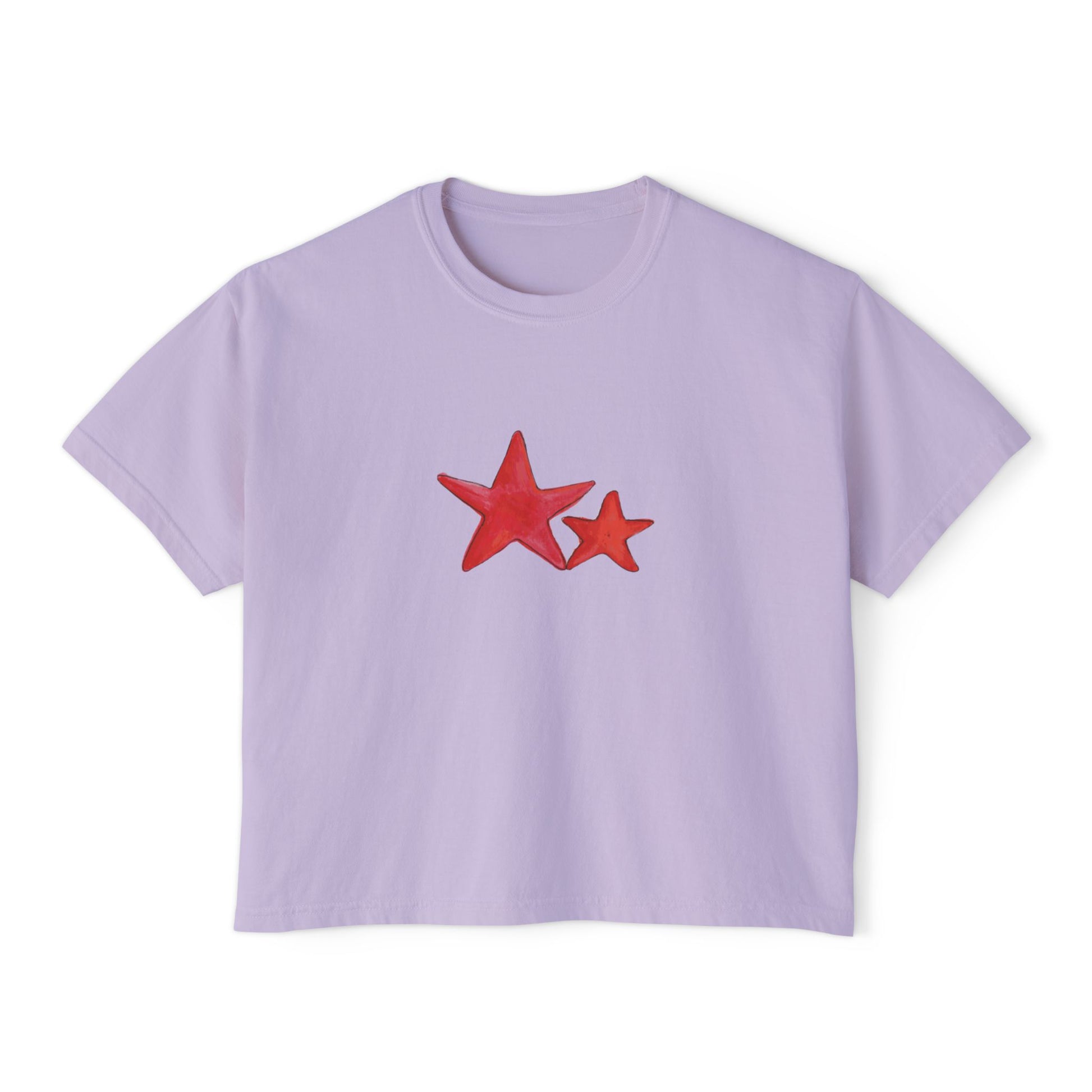 Starry Red - Women's Cropped  Tee - 100% Cotton
