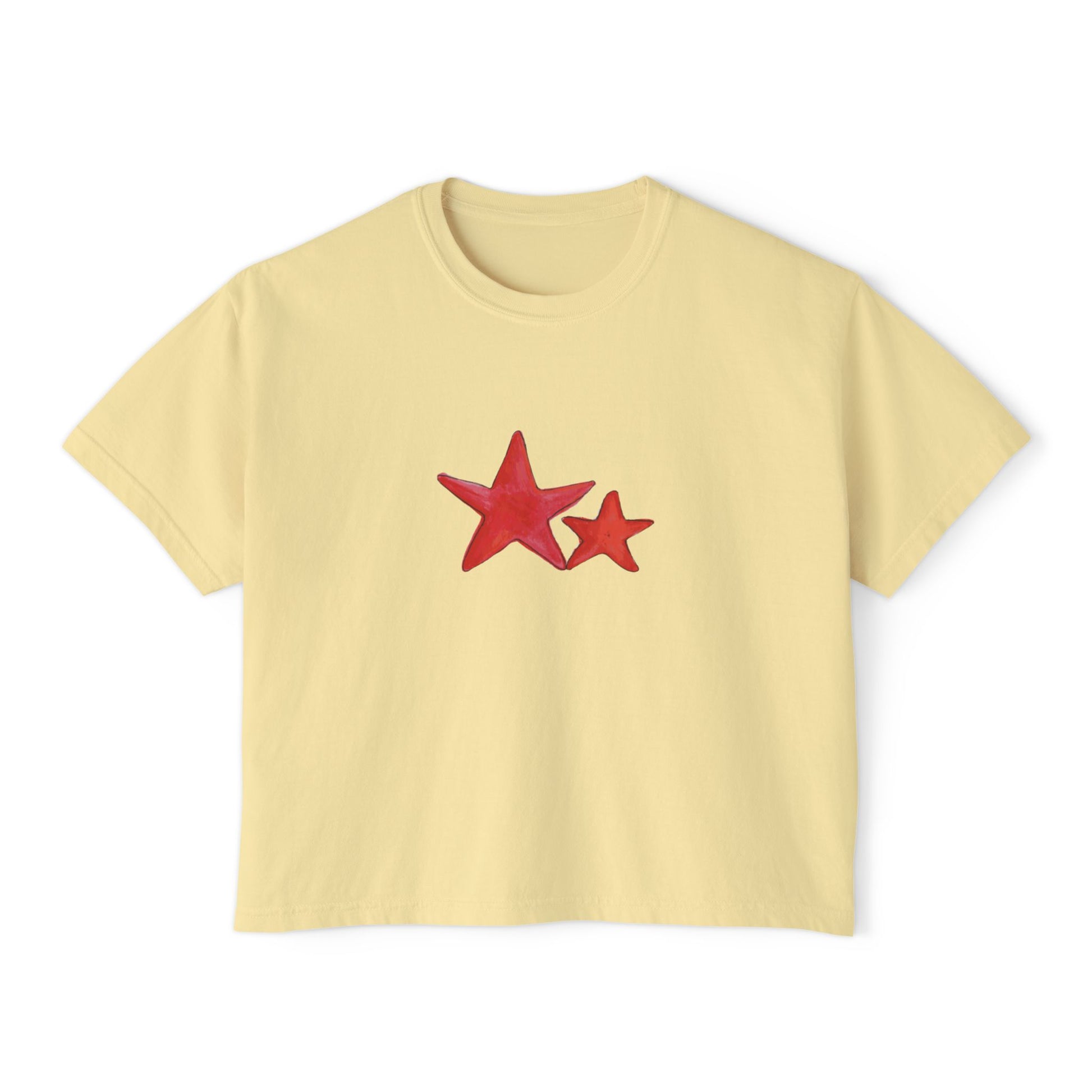 Starry Red - Women's Cropped  Tee - 100% Cotton