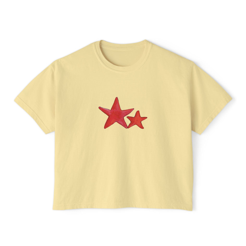 Starry Red - Women's Cropped  Tee - 100% Cotton