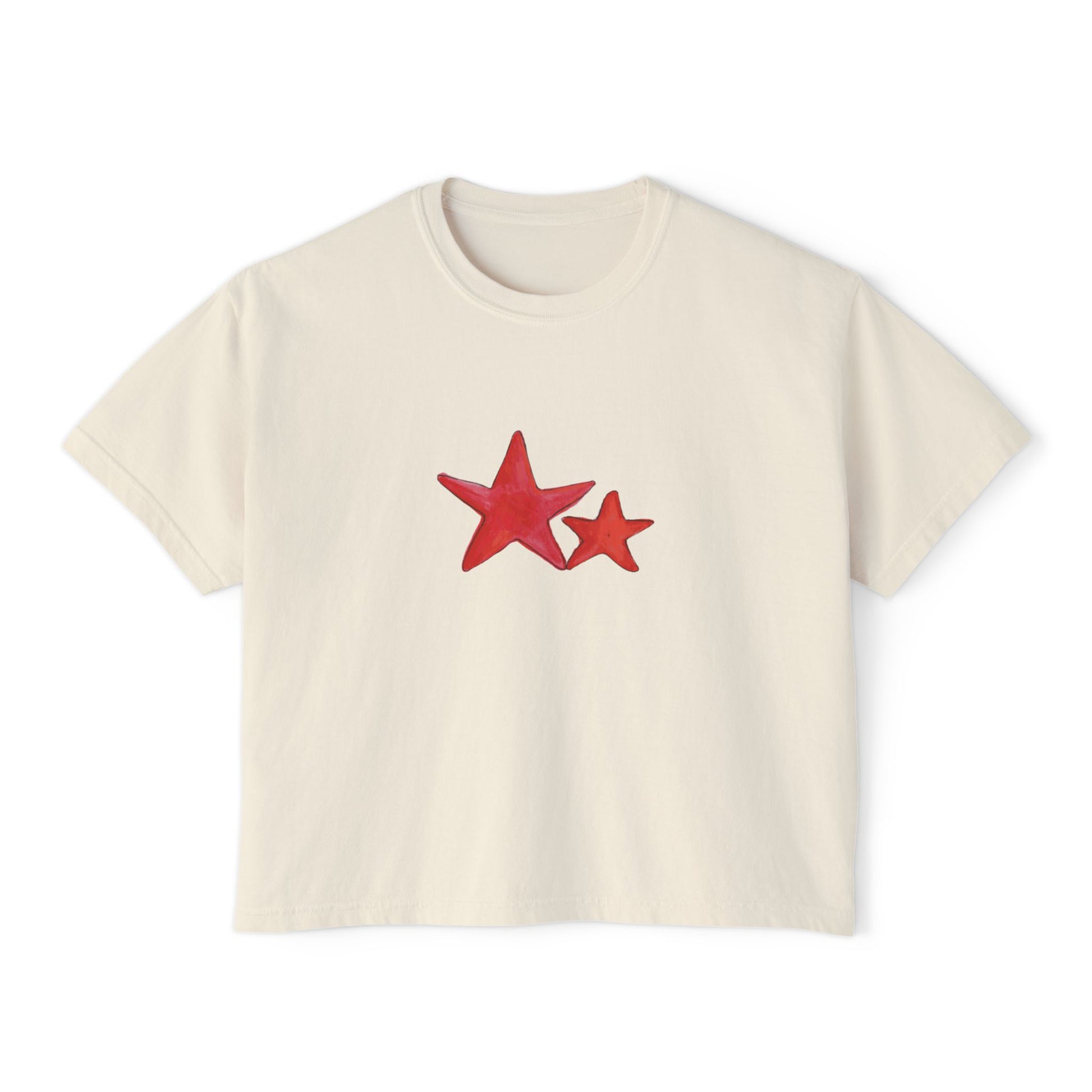 Starry Red - Women's Cropped  Tee - 100% Cotton