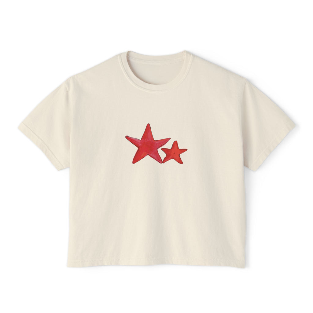 Starry Red - Women's Cropped  Tee - 100% Cotton