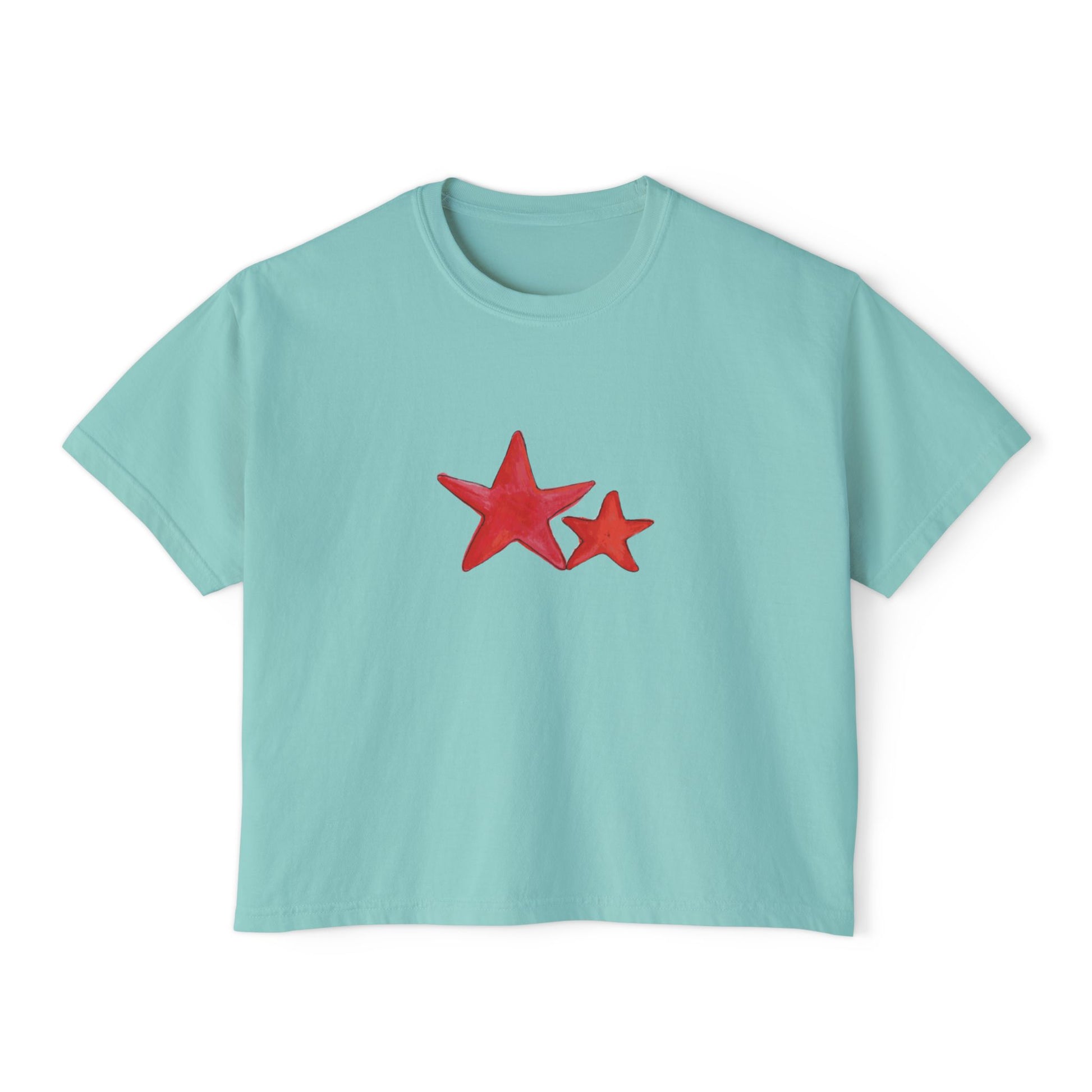 Starry Red - Women's Cropped  Tee - 100% Cotton
