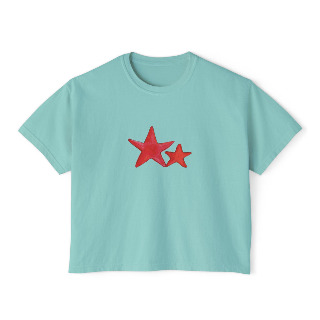 Starry Red - Women's Cropped  Tee - 100% Cotton