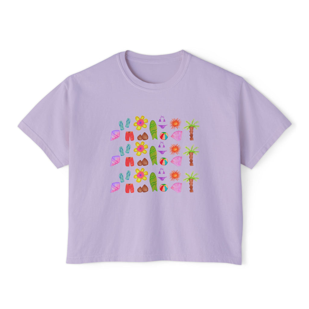 Island Time - Women's Cropped Tee - 100% Cotton