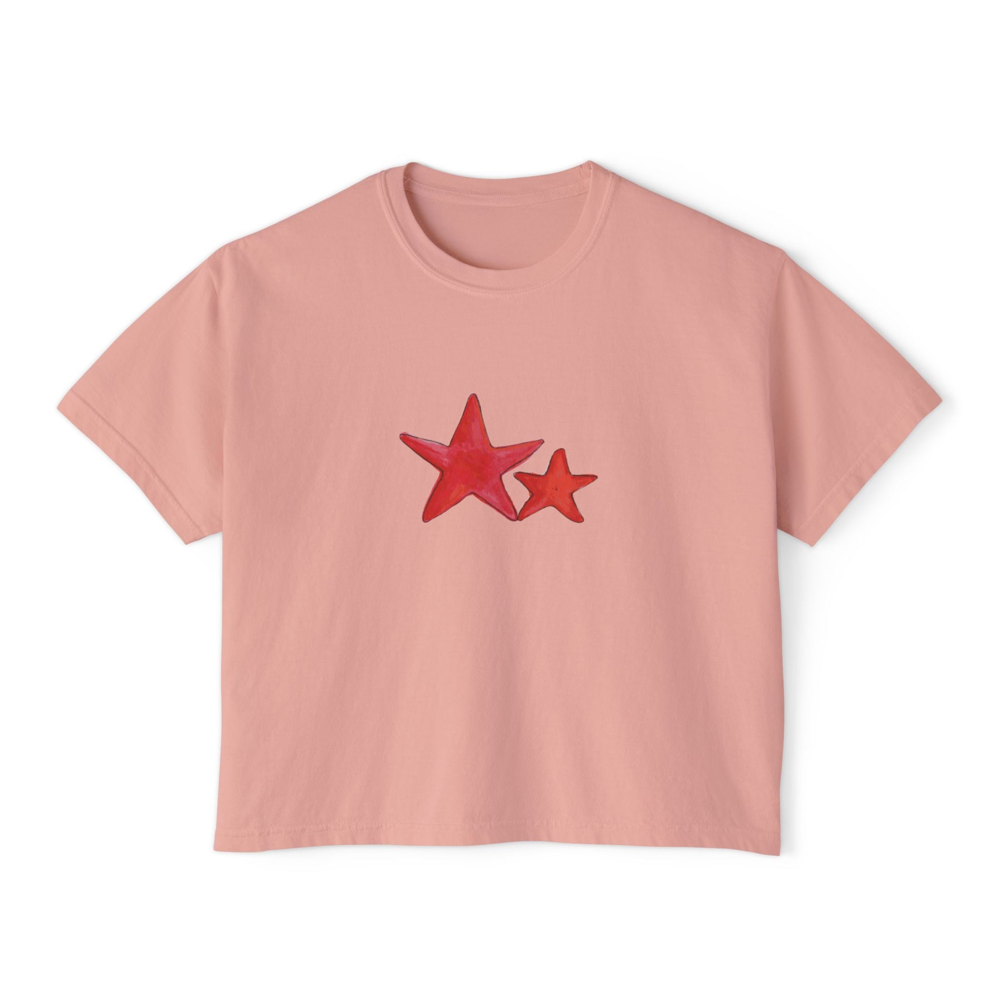 Starry Red - Women's Cropped  Tee - 100% Cotton