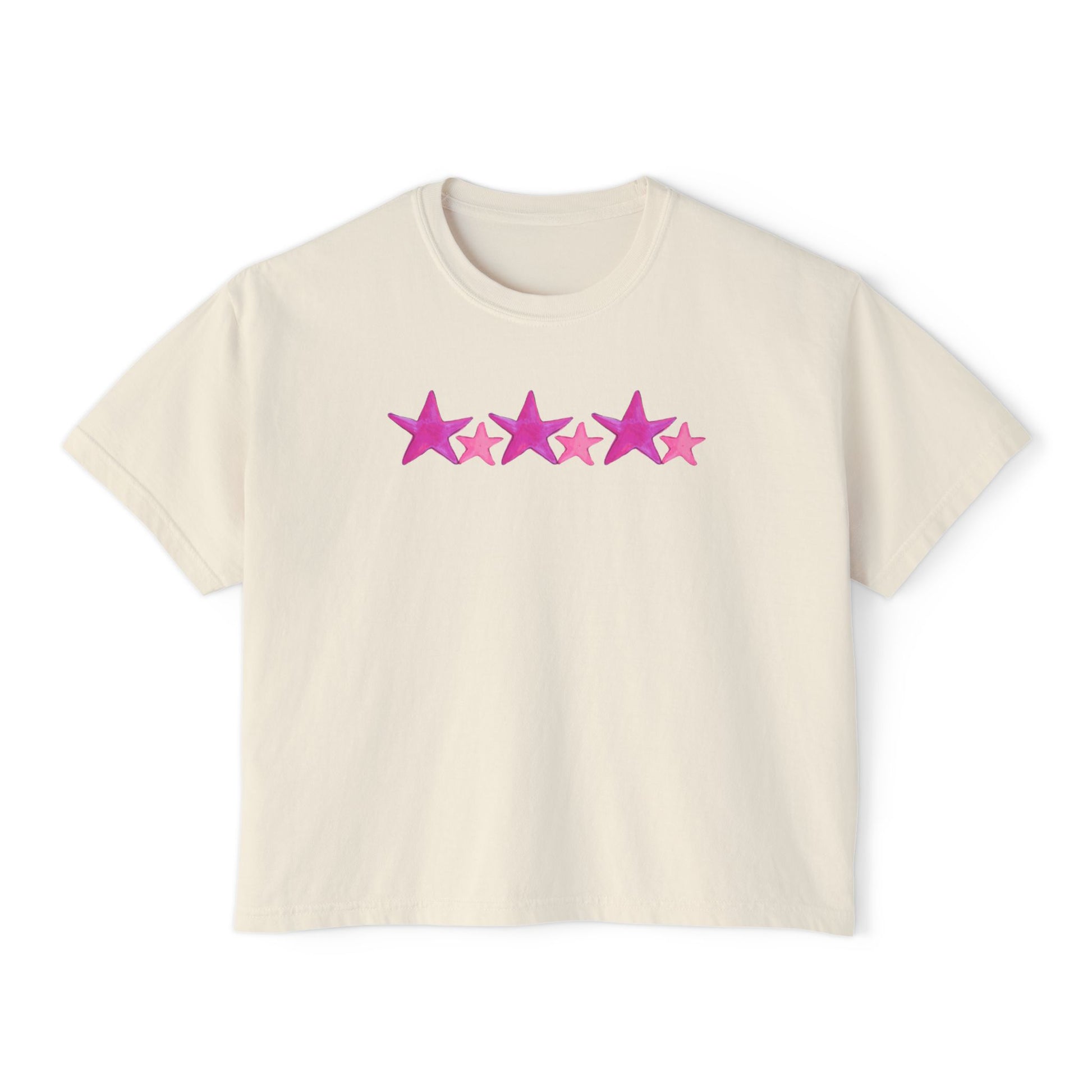 Starry Pink - Women's Cropped Tee - 100% Cotton