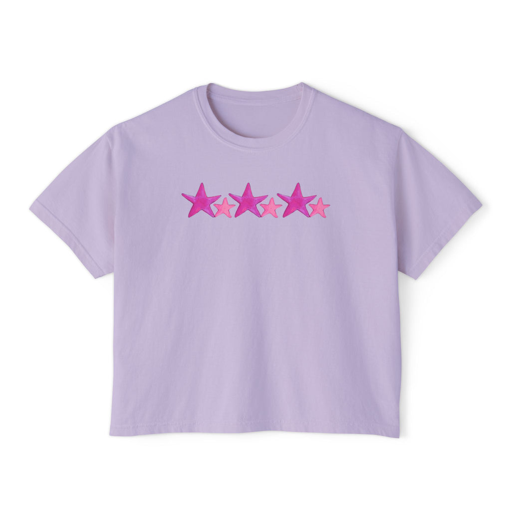 Starry Pink - Women's Cropped Tee - 100% Cotton